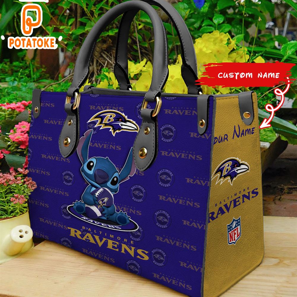 Baltimore Ravens Stitch Women Leather Hand Bag