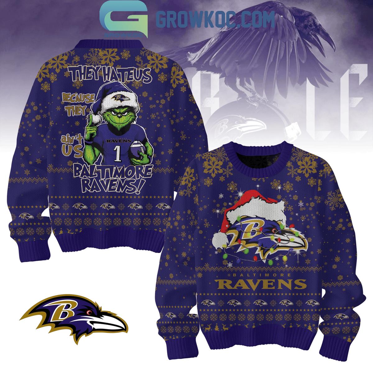 Baltimore Ravens They Hate Us Because The Aint Us Ravens 2024 Christmas Ugly Sweater 1 9miY9