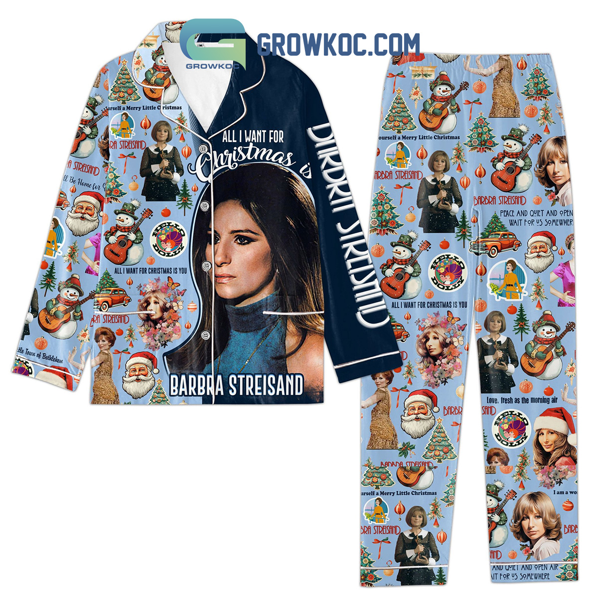 Barbra Streisand All I Want For Christmas Pajamas Set2B1 uSeTZ