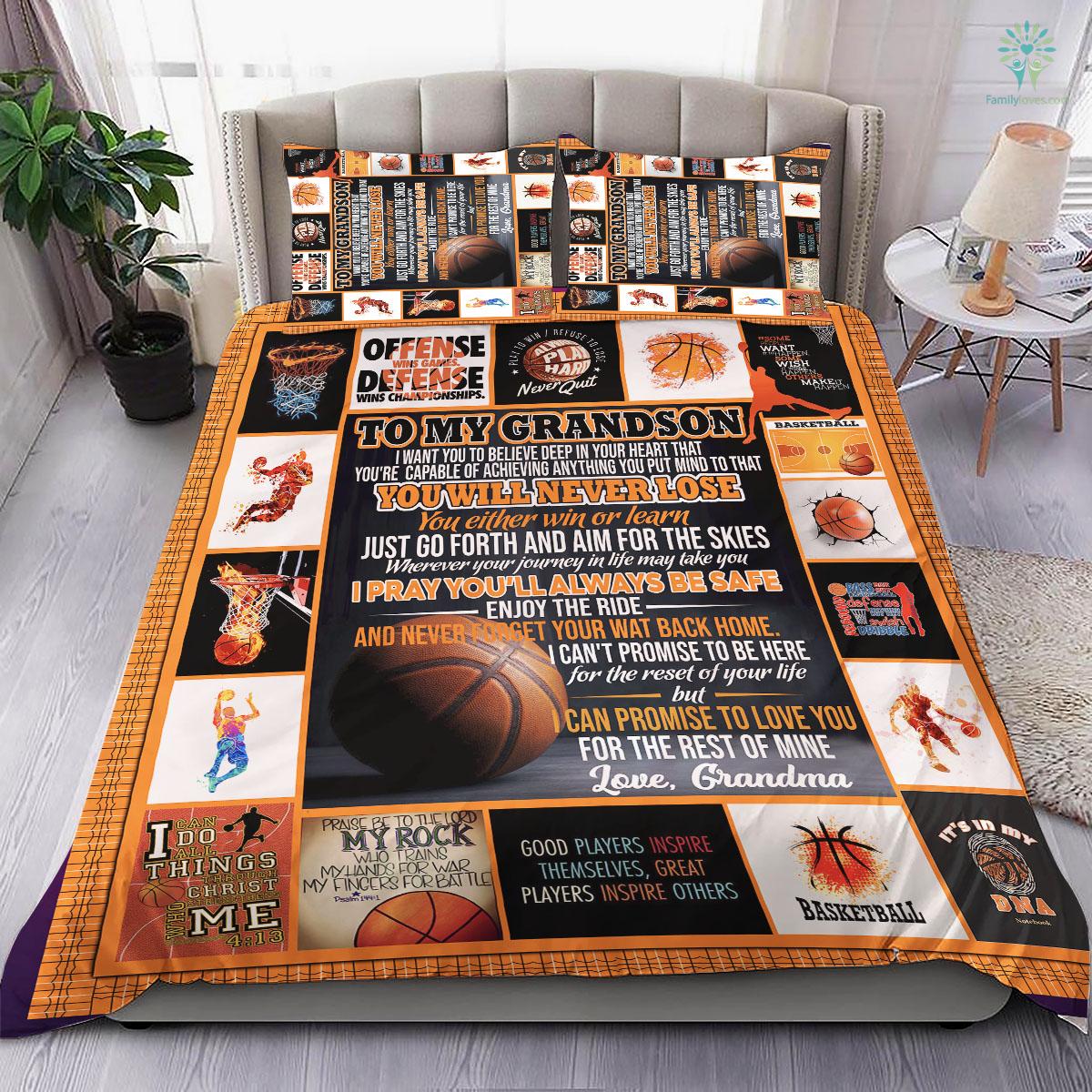 Basketball Grandson Love Grandma Pssc Bedding Set 3