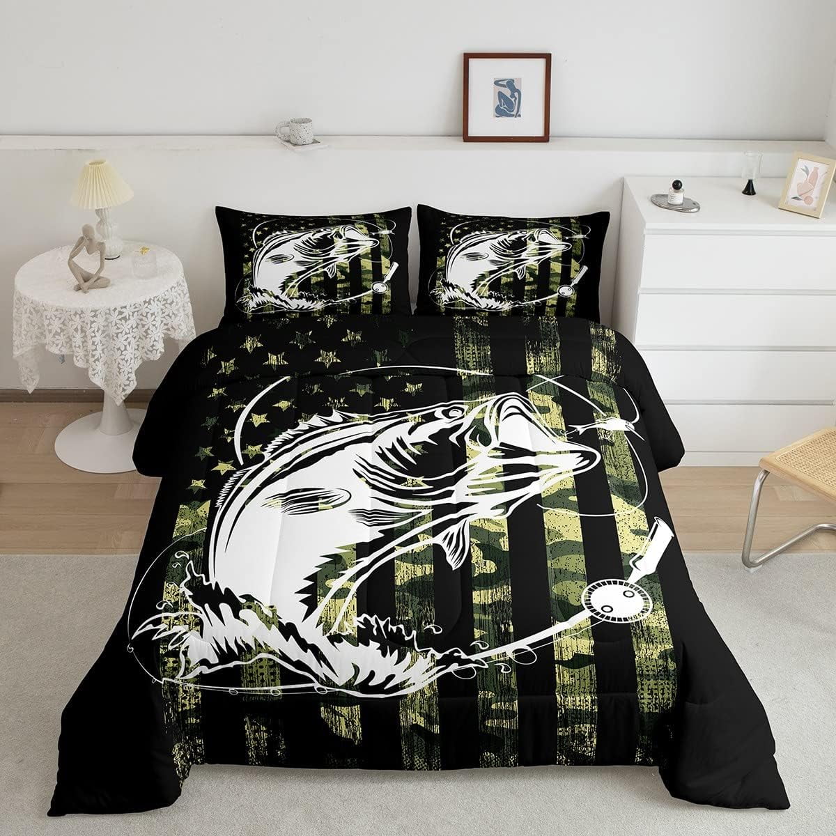 Bass Fishing Comforter Set Big Pike Fish Camo Bedding Boys Teens Men Farmhouse Decor Duvet Insert Army Camouflage American Flag Quilt Fisherman Hunti 7b50c9f8 8078 46a9 aabe 342286c43d13.b911e102ed623d5b3768000e2ff98453