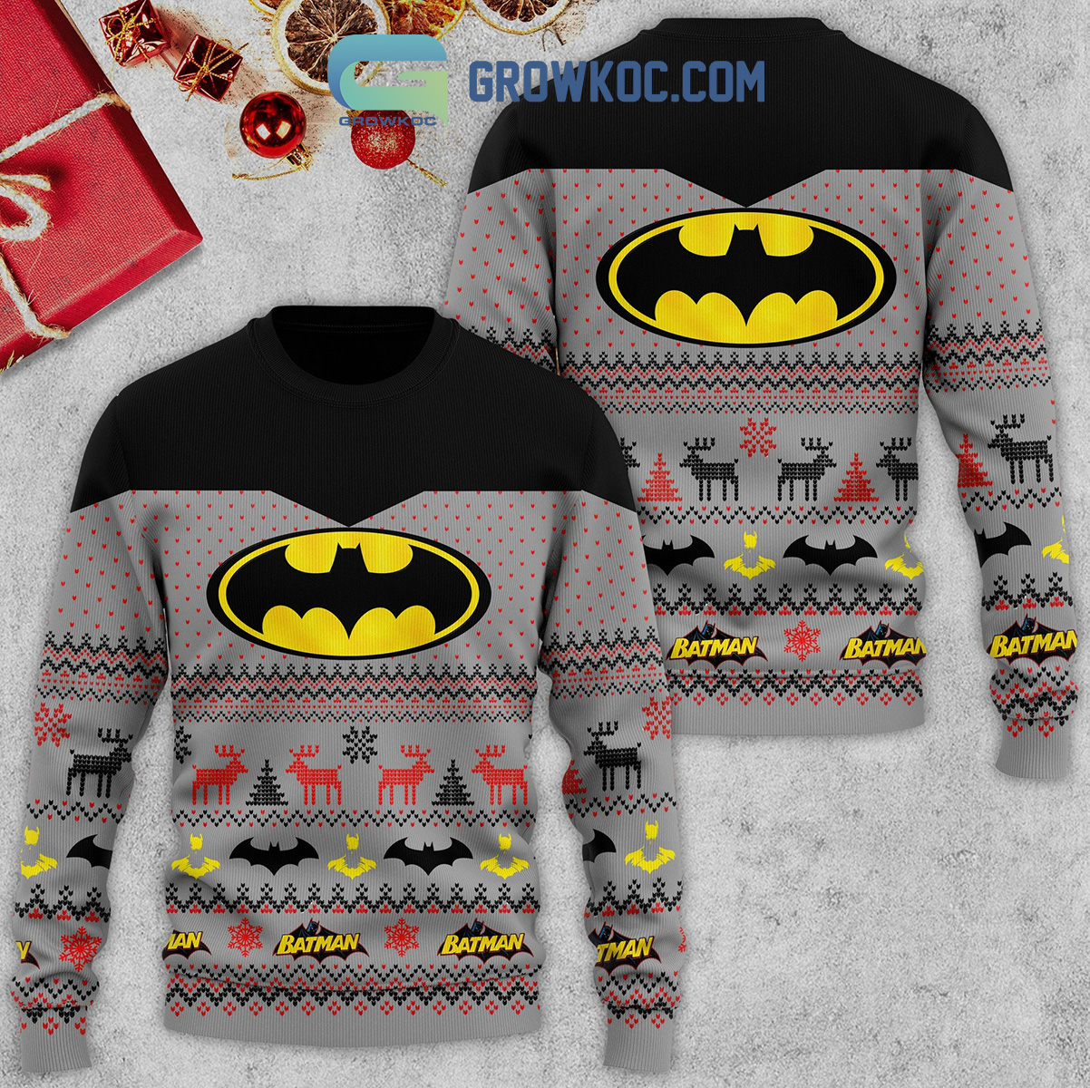 Batman Snow Christmas Ugly Sweater2B1 lCoTW