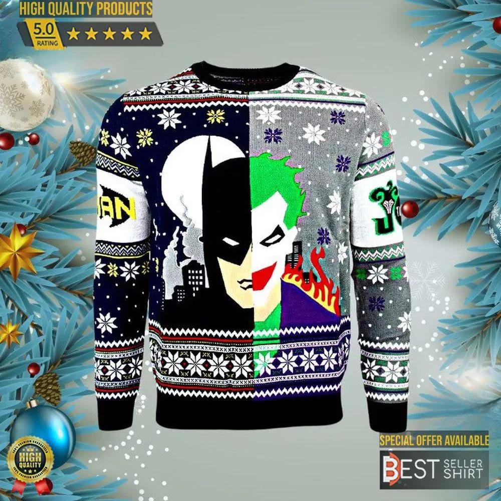 Batman Vs Joker Ugly Christmas Sweater Custom Gengar Xmas Gift Batman Christmas Sweater Funny Ugly Sweater 1