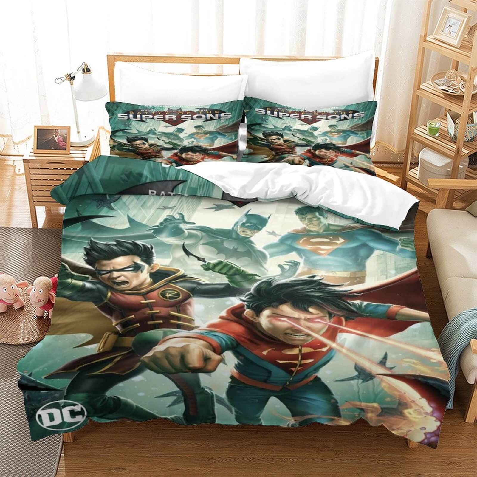 BatmanandSupermanBattleoftheSuperSonsBeddingSetQuiltDuvet 1