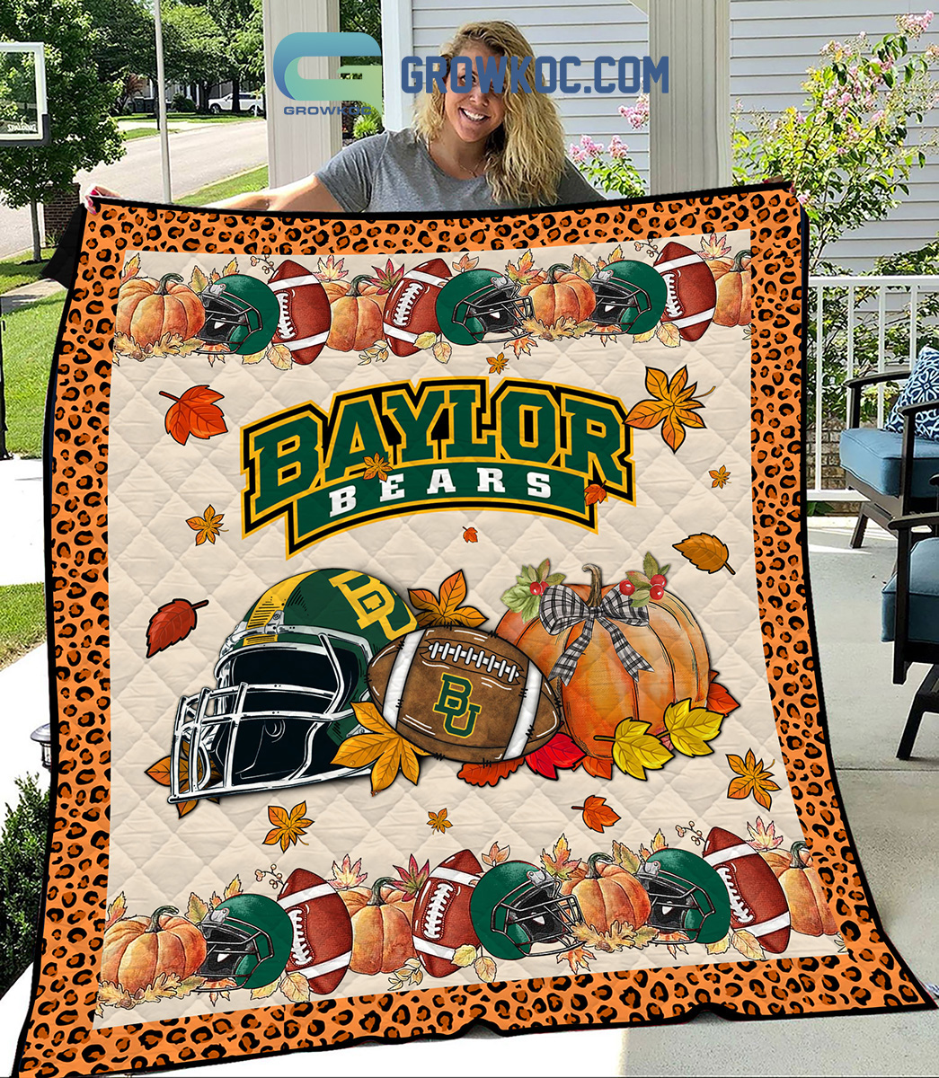 Baylor Bears NCAA Football Welcome Fall Pumpkin Halloween Fleece Blanket Quilt2B1 8cWGf