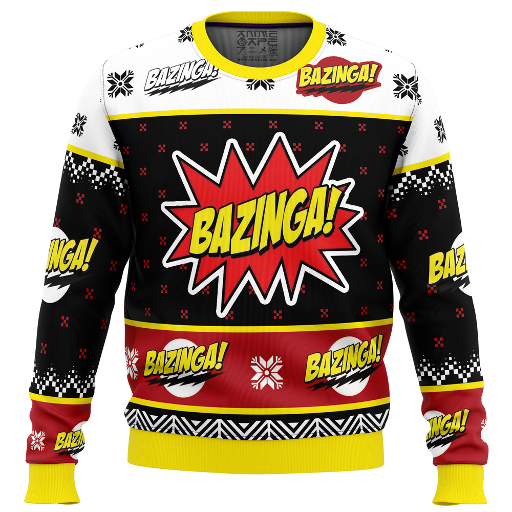 Bazinga The Big Bang Theory PC Ugly Christmas Sweater FRONT mockup