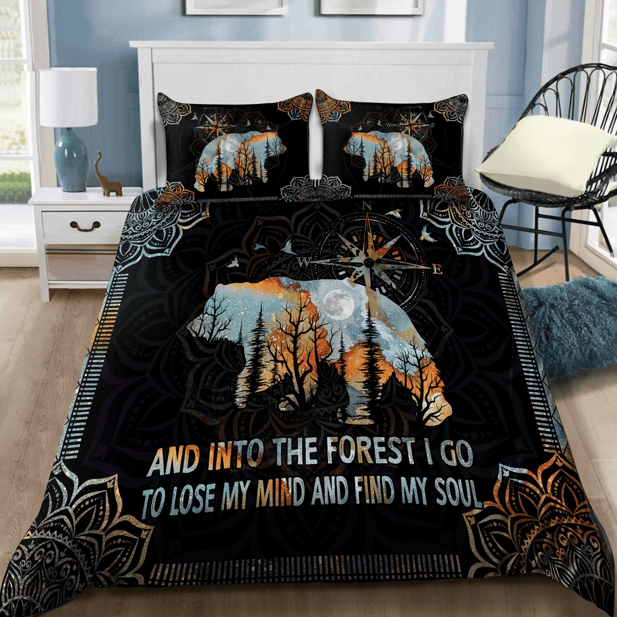 Bear Into The Forest Bedding Set Duvet Cover Set 0