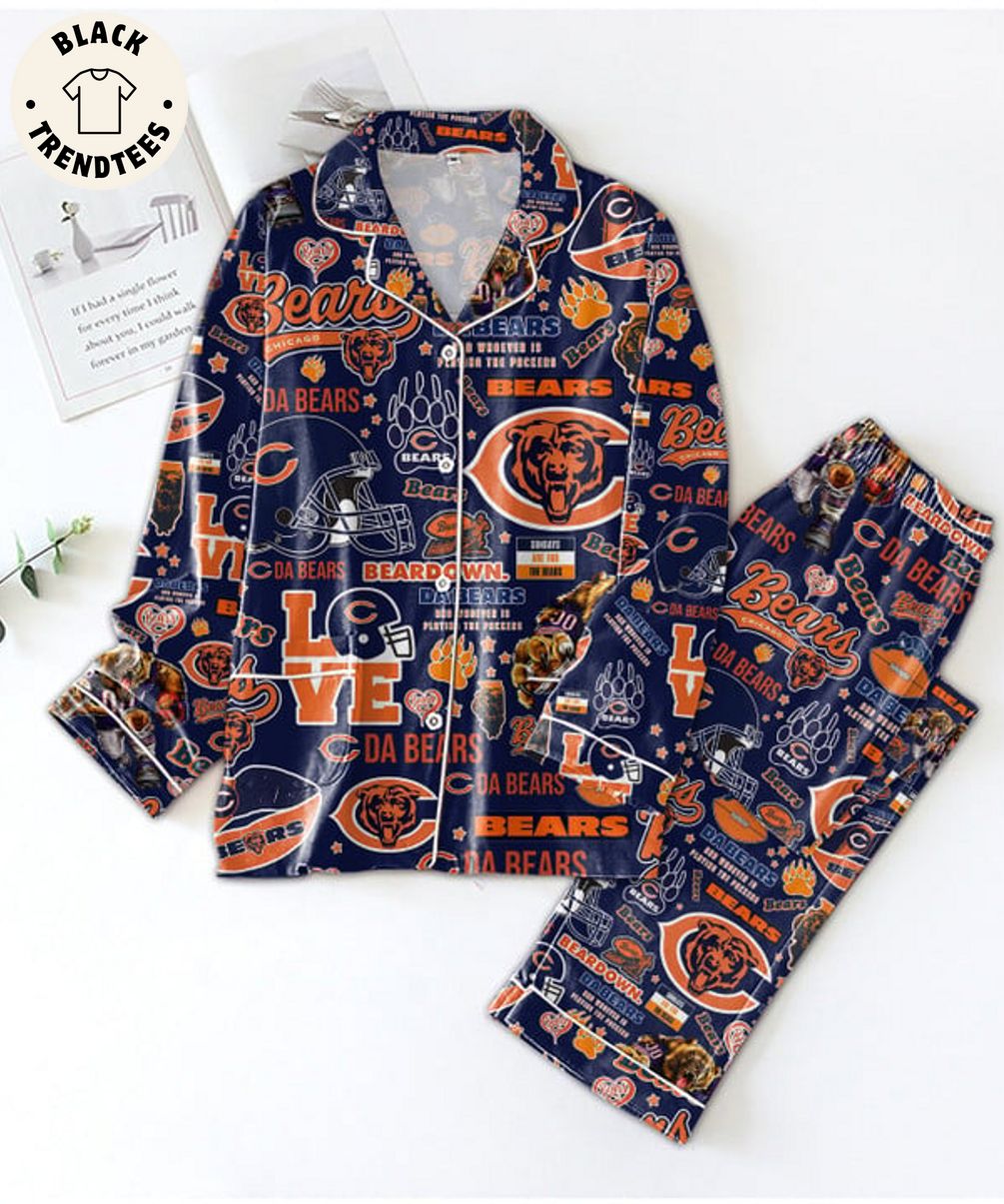 Beardown Dabears And Whoever Is Palying The Packers Mascot Design Blue Pijamas Set 271621 0