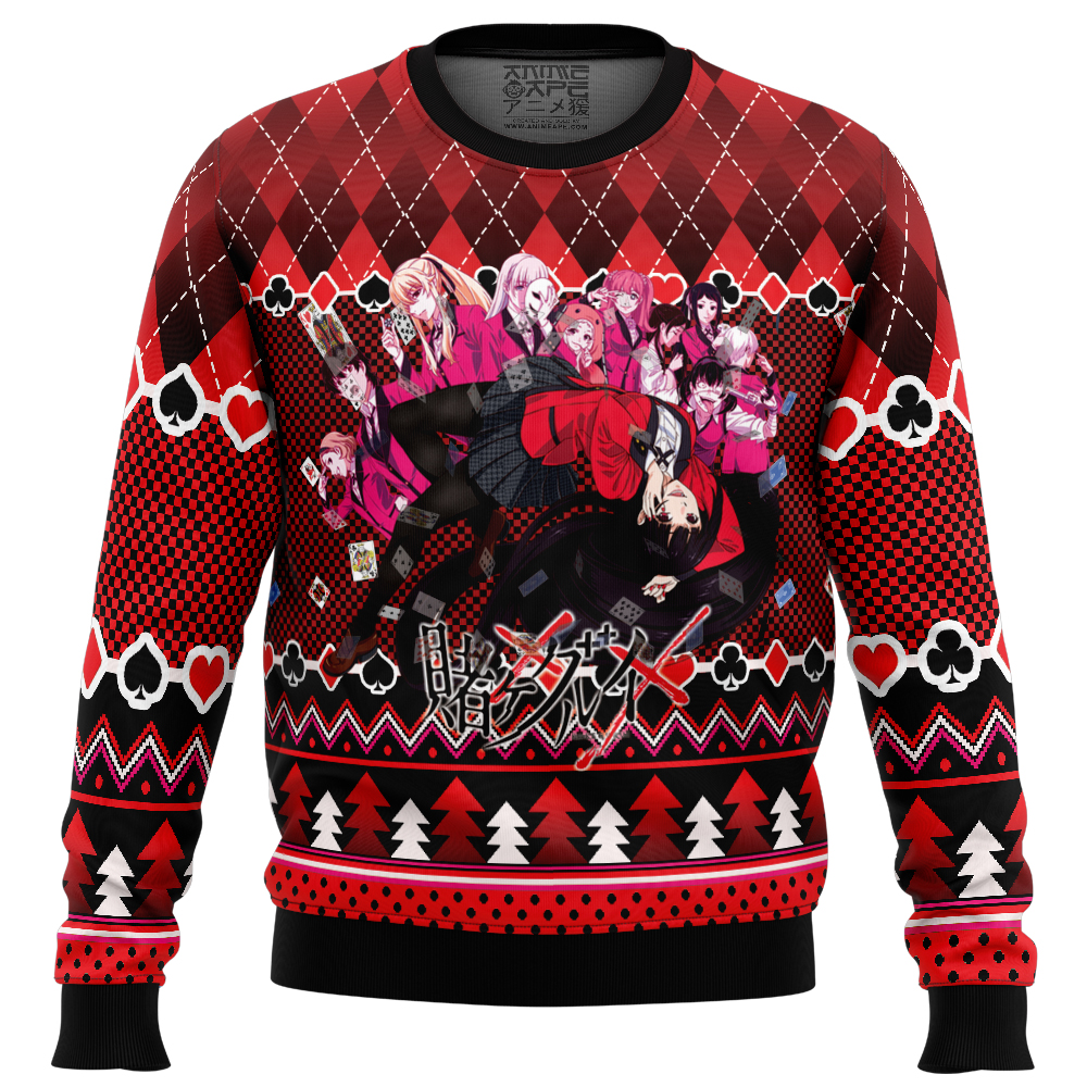 Beautiful Gambler Kakegurui Ugly Christmas Sweater FRONT mockup