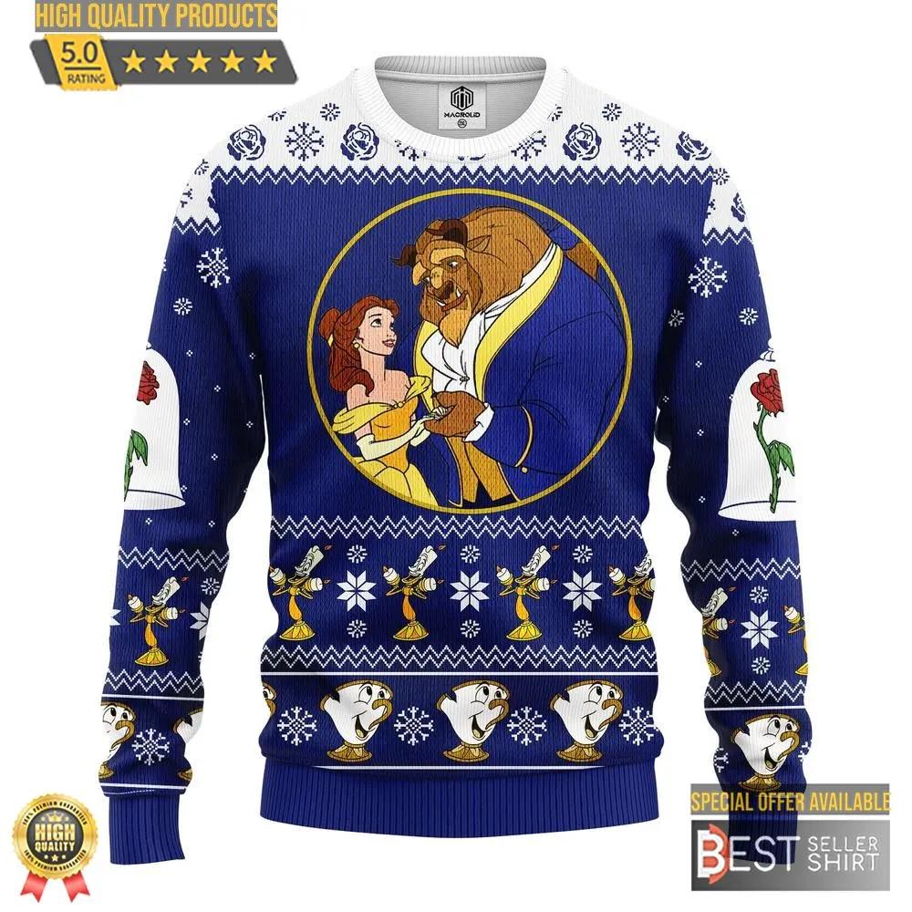 Beauty And The Beast Disney Ugly Christmas Sweater Disney Gifts For Fan 1