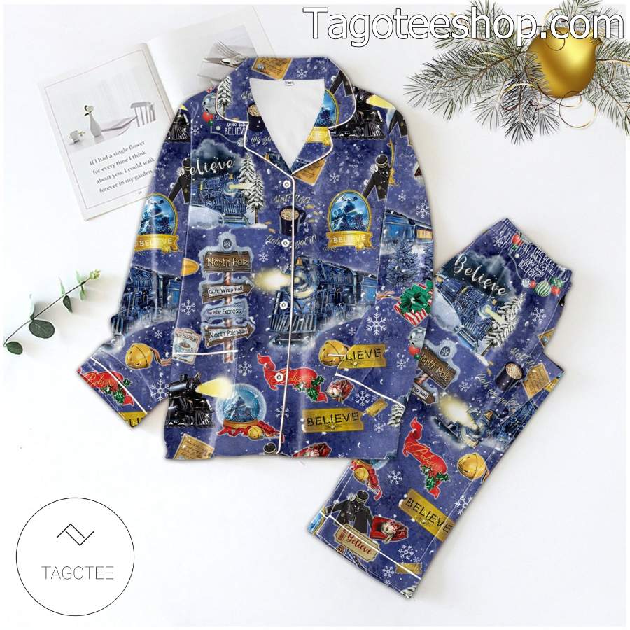 Believe Christmas Pattern Men Womens Pajamas Set 6322d7 0