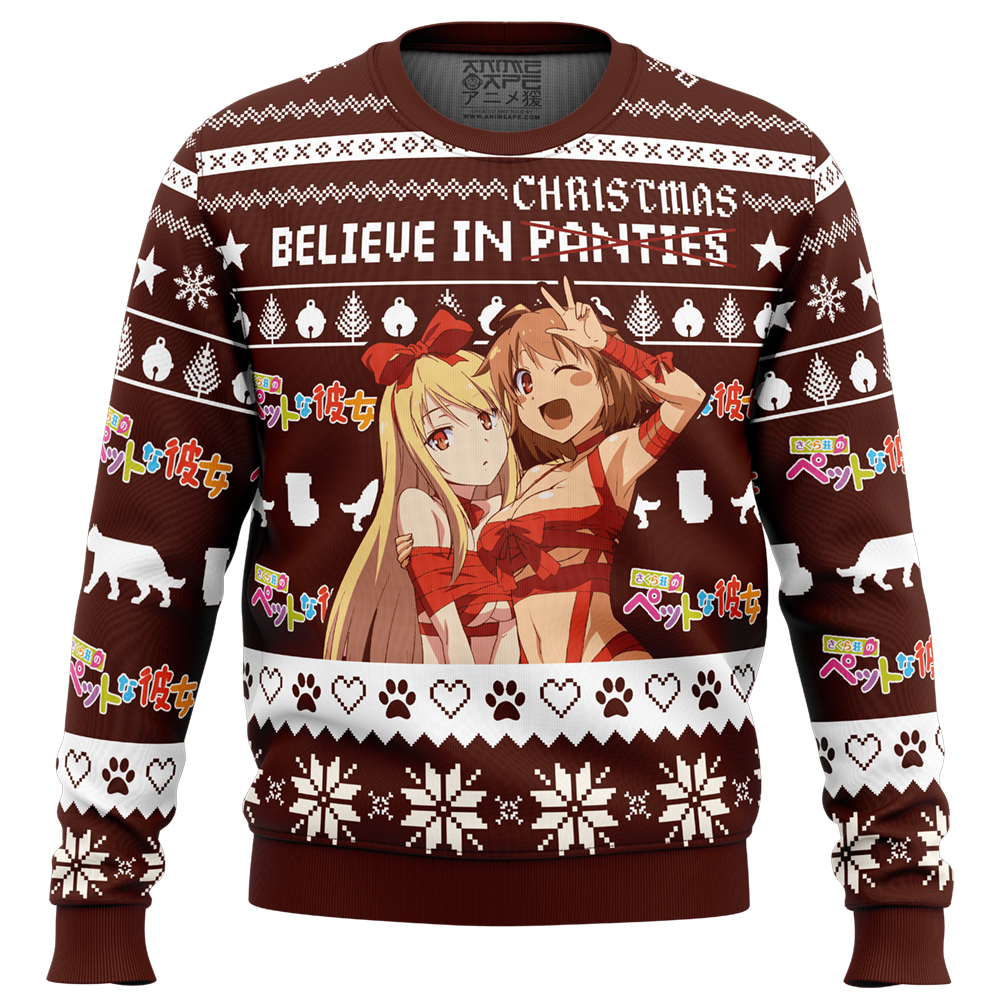 Believe in Christmas The Pet Girl of Sakurasou Ugly Christmas Sweater FRONT mockup