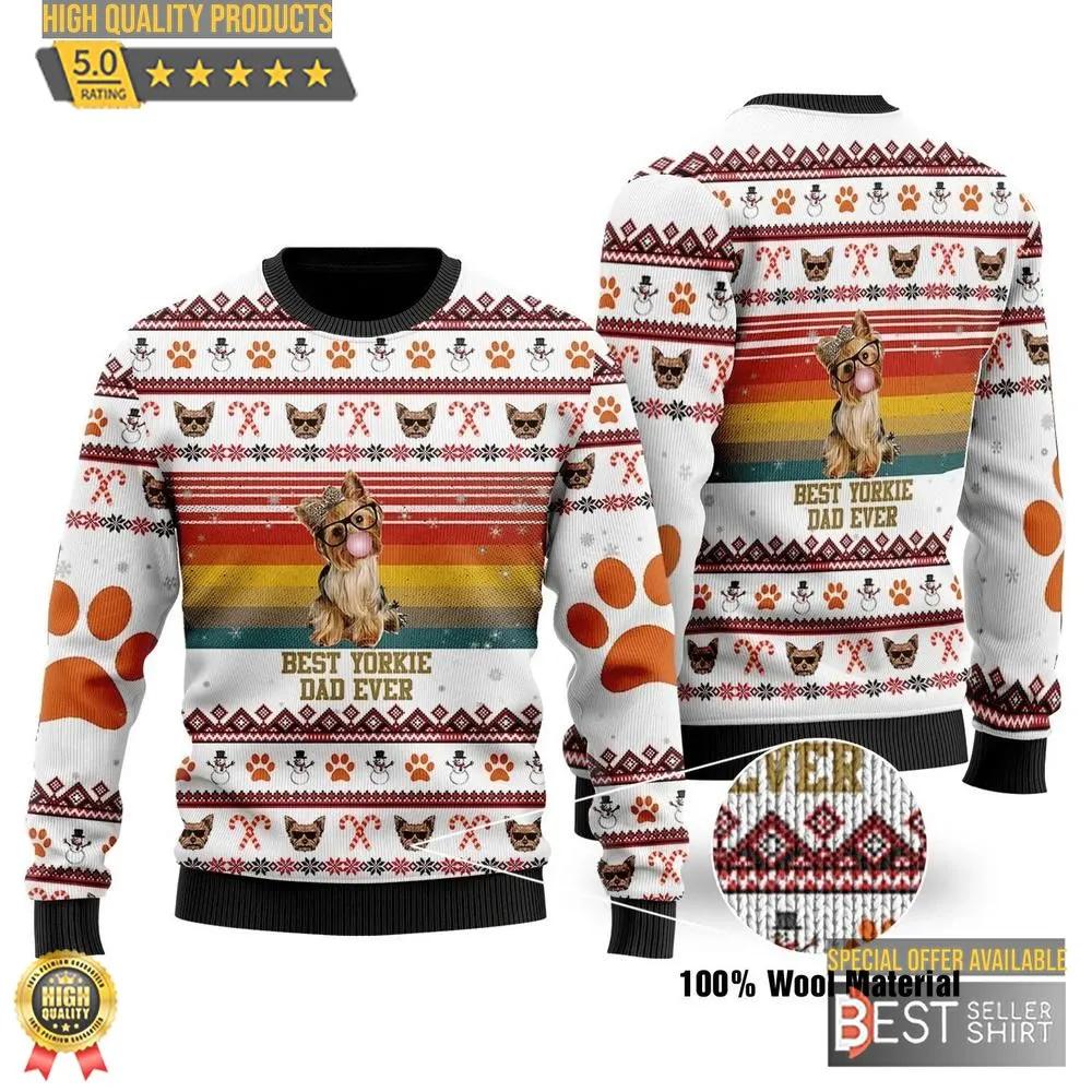 Best Yorkie Dad Ever Ugly Christmas Sweater 1