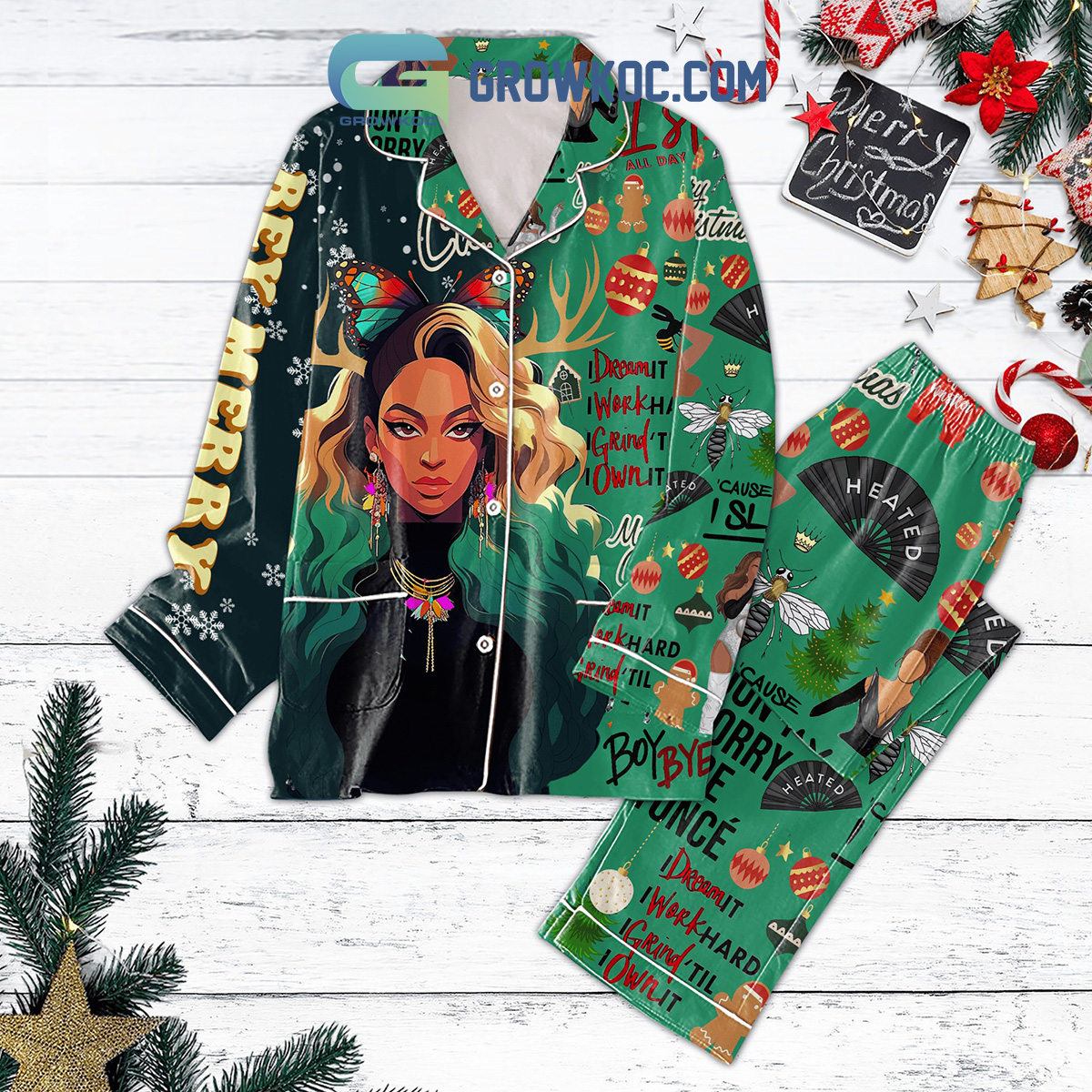 Beyonce I Dream It I Work Hard I Grind Til I Own It Pajamas Set2B1 93r4k