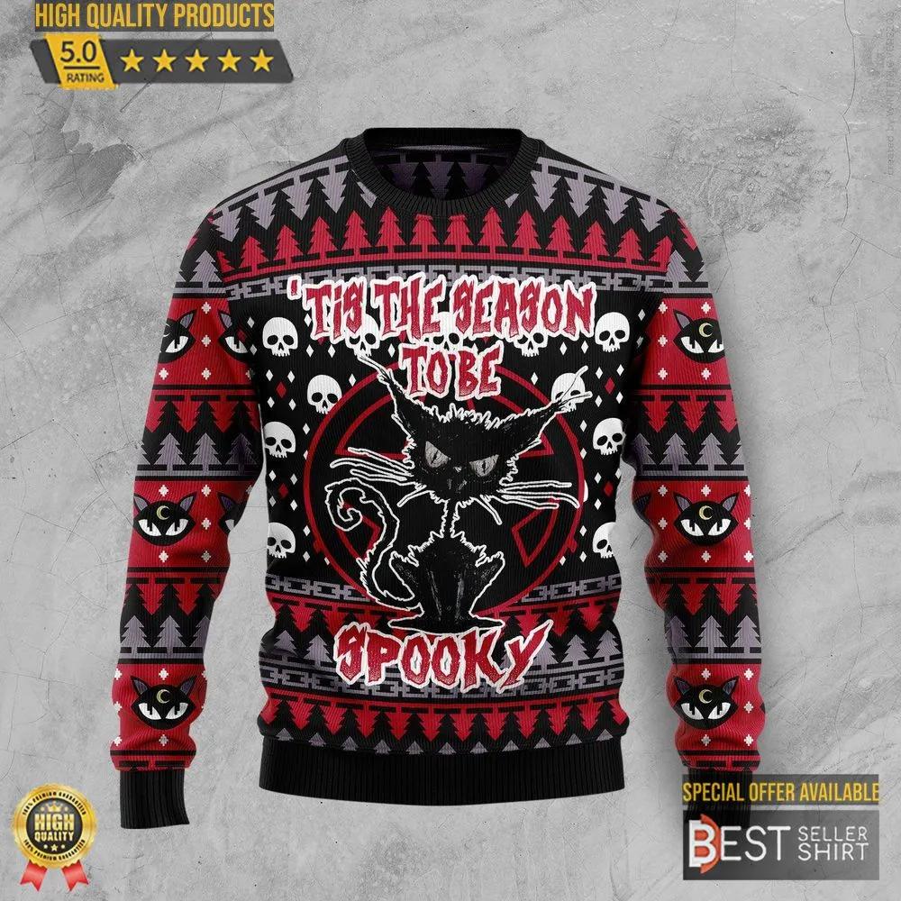 Black Cat Spooky Halloween Ugly Christmas Sweater For Men Women Gift For Christmas Merry Christmas 1