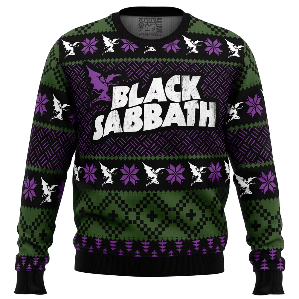 Black Sabbath PC Ugly Christmas Sweater FRONT mockup