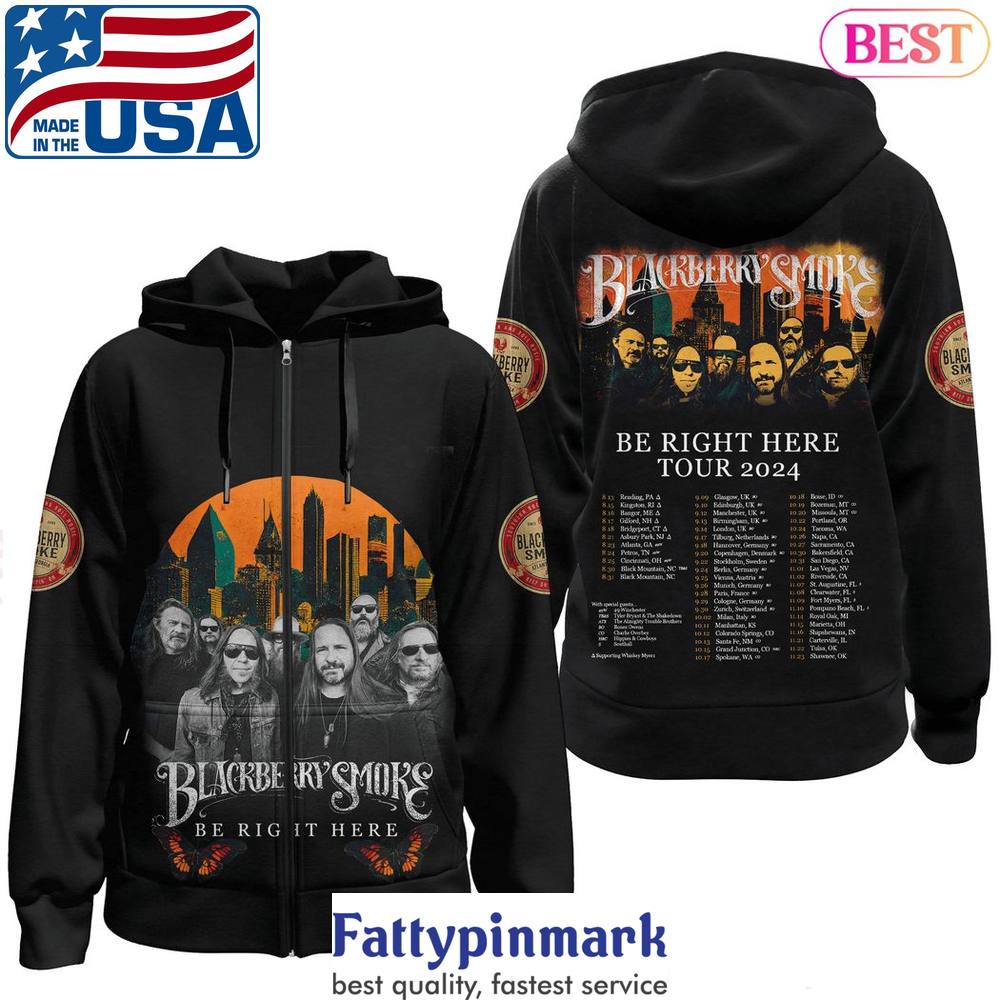 Blackberry Smoke Be Right Here Tour 2024 Design Zip Hoodie 1