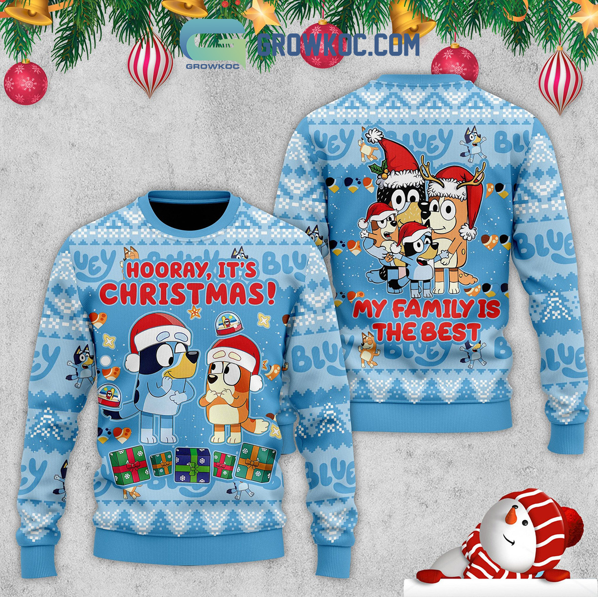 Bluey Bingo My Family Is The Best Hooray It Is Christmas Holidays Ugly Sweater2B0 syreQ