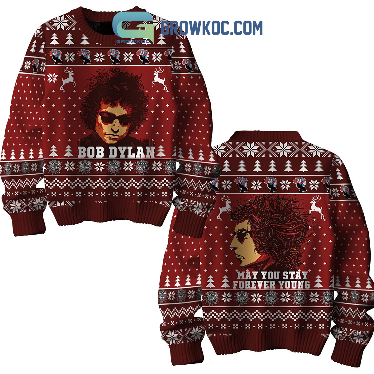 Bob Dylan May You Stay Forever Young Christmas Ugly Sweater2B1 yRSmb