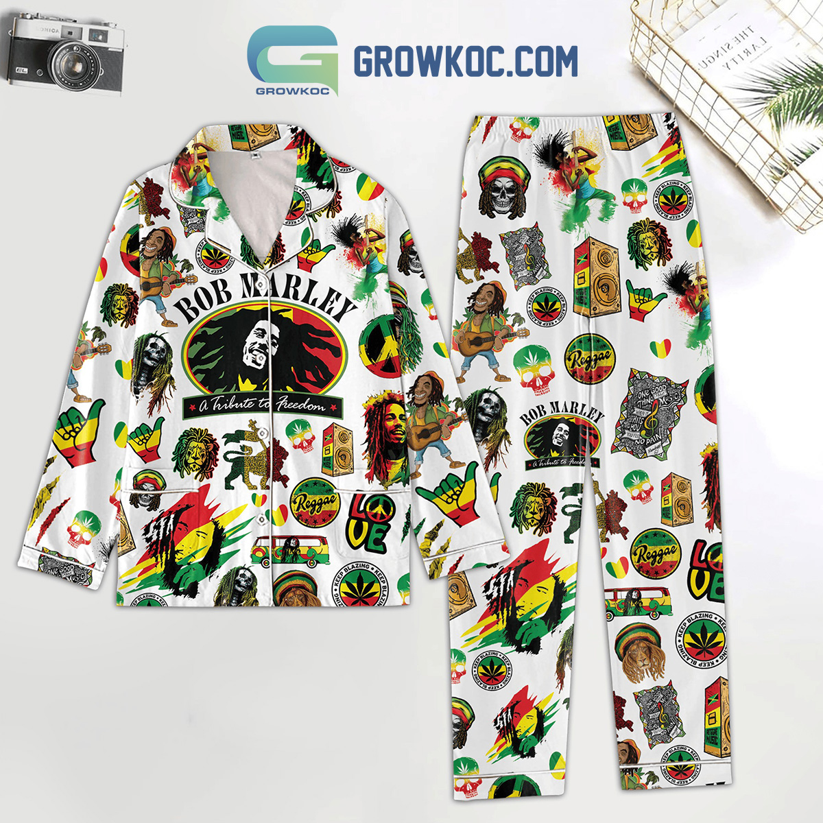 Bob Marley Love Peace Polyester Pajamas Set2B1 Jnmr6