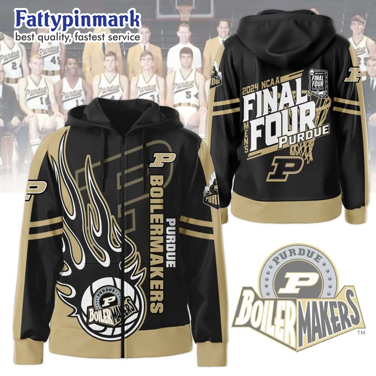 Boilermakers 2024 NCAA Final Four All Over Print Hoodie For Men And Women 2