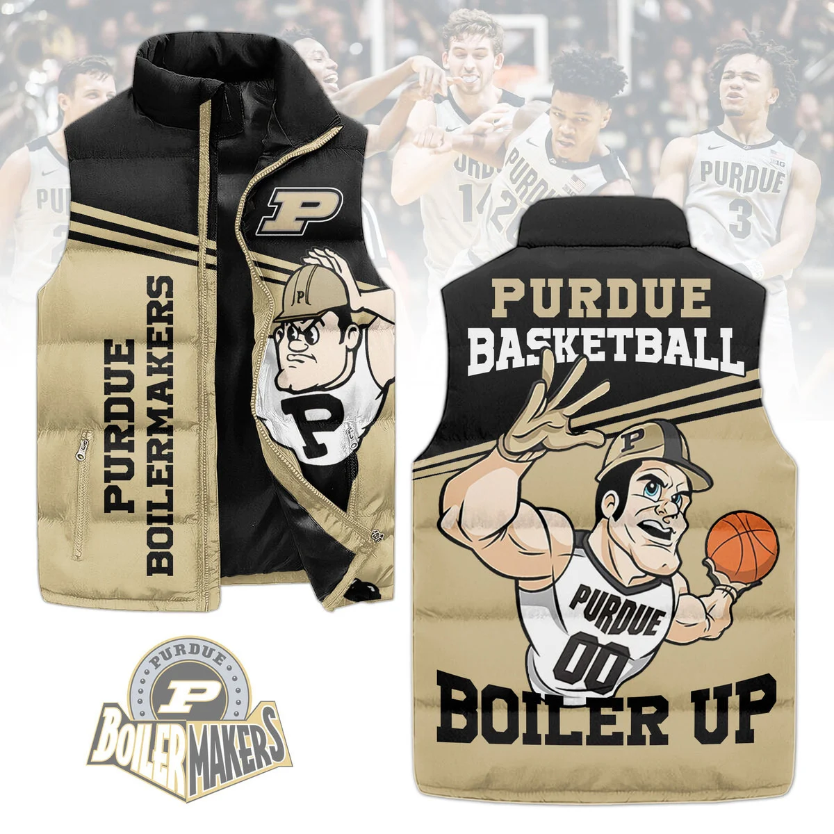 Boilermakers Basketball Mascot Puffer Sleeveless Jacket Boiler Up2B1 F5gUB