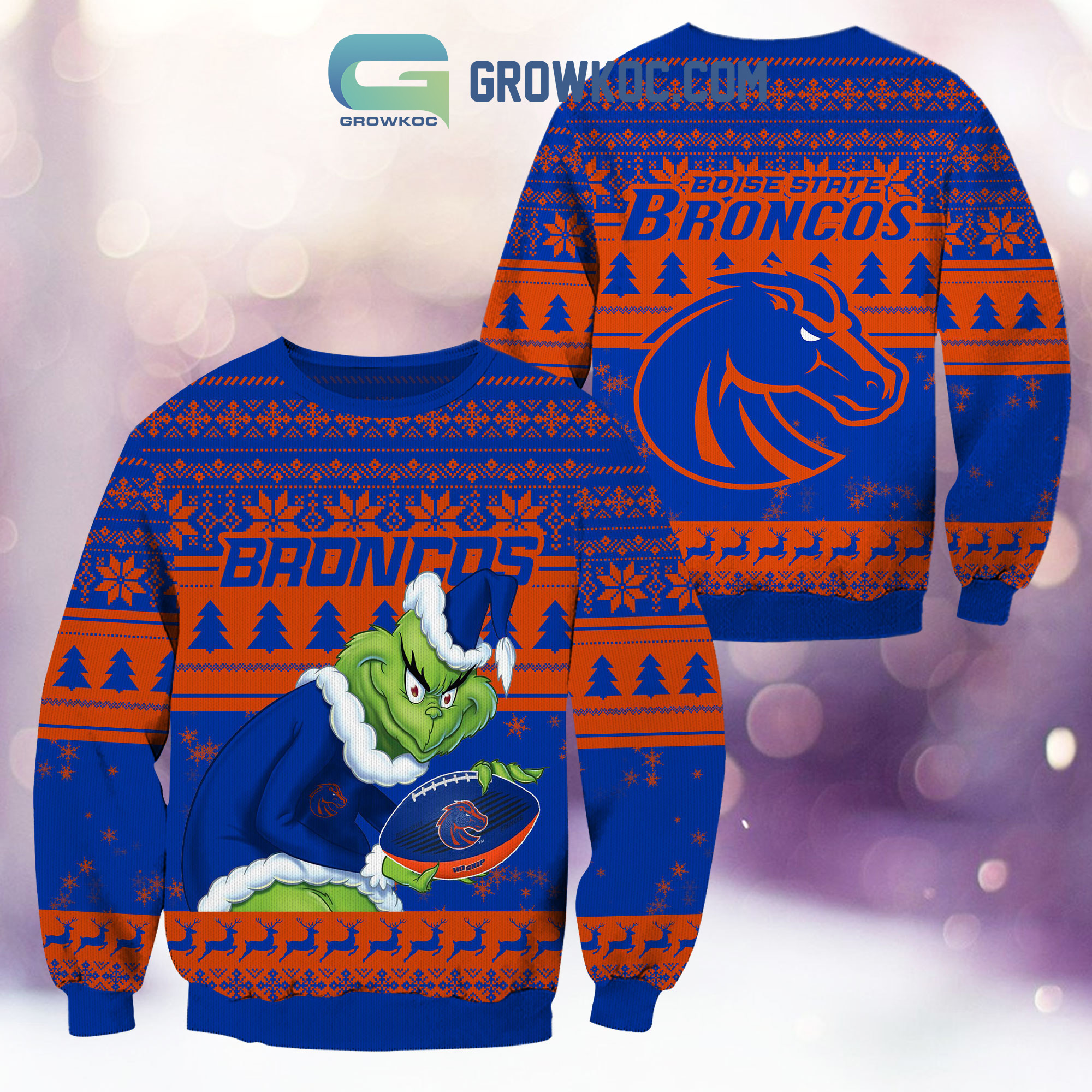 Boise State Broncos Grinch NCAA Christmas Ugly Sweater2B1 zJx6n