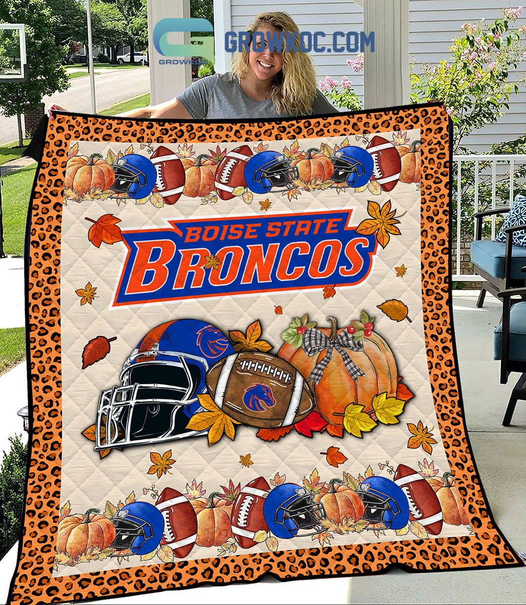 Boise State Broncos NCAA Football Welcome Fall Pumpkin Halloween Fleece Blanket Quilt2B1 K8BW1