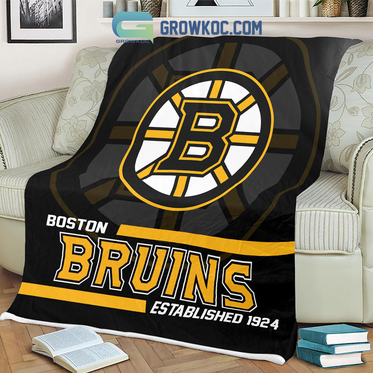 Boston Bruins Established 1924 Fleece Blanket Quilt2B1 Ppf8R