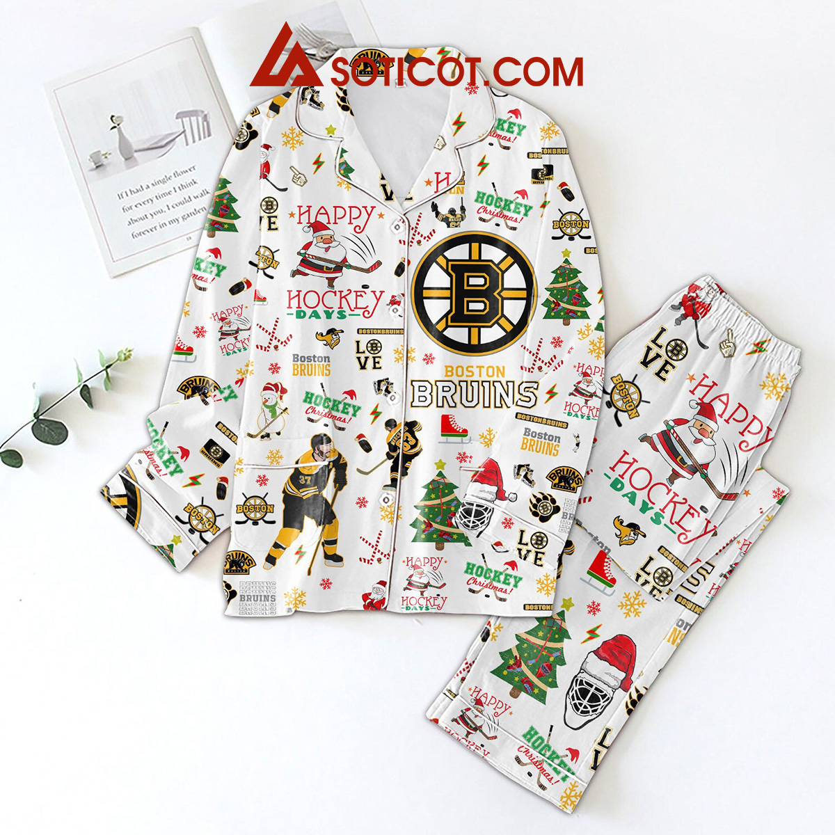 Boston Bruins Hockey Christmas Pajamas Set2B1 bz8du