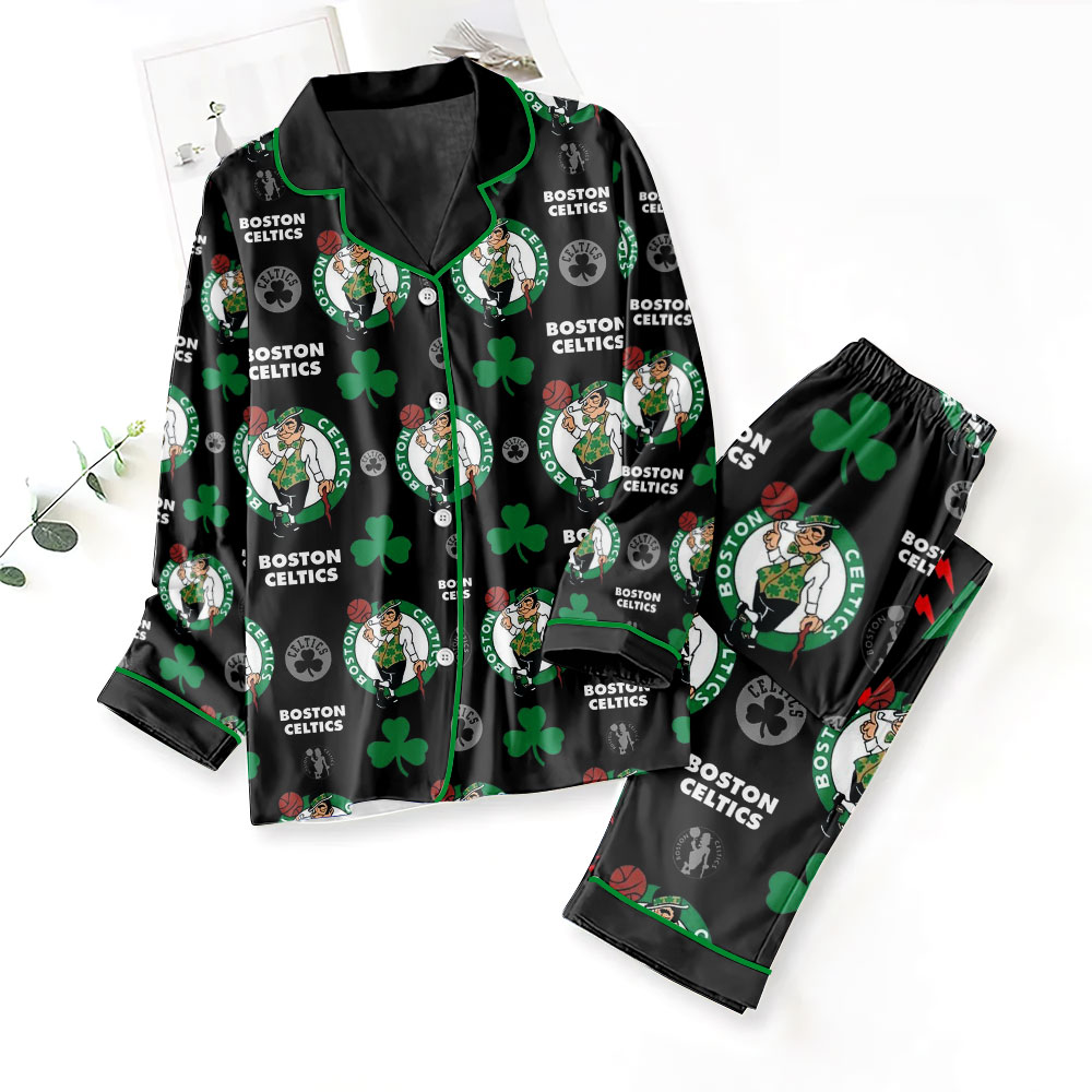 Boston Celtics Button Down Pajamas Set MAITM7140