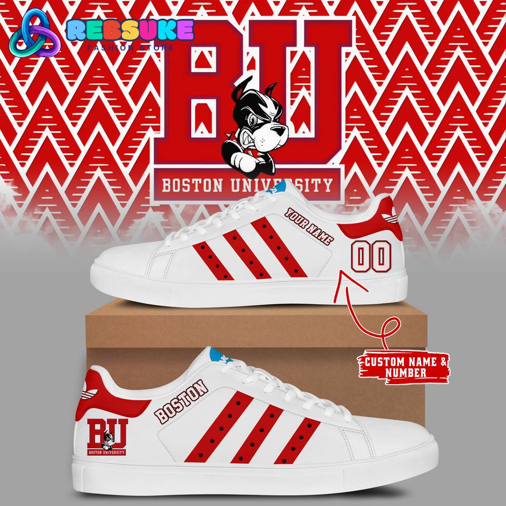 Boston University Hockey Custom Name Red Stan Smith Shoes 1