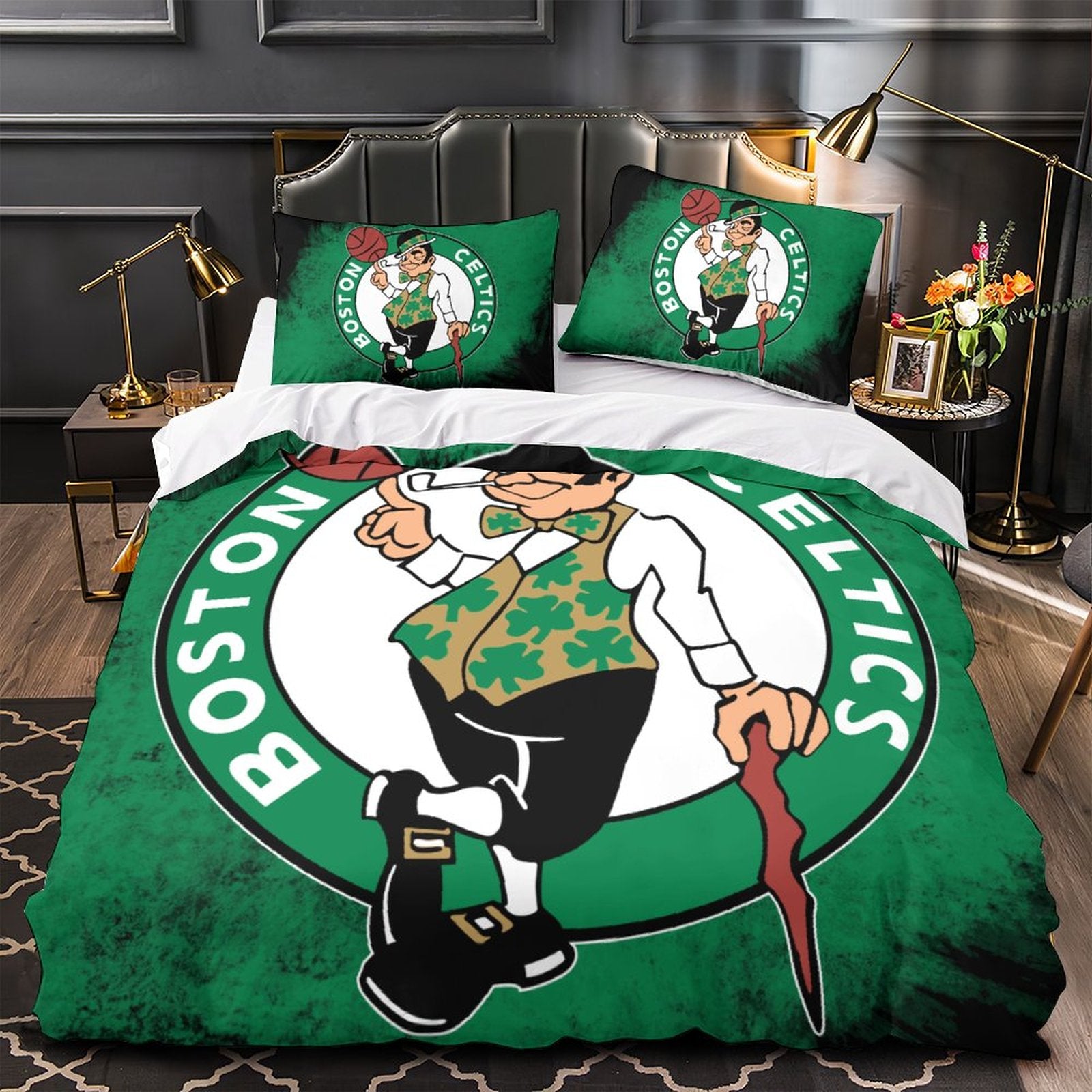 BostonCelticsBeddingSetQuiltCoverWithoutFiller 1