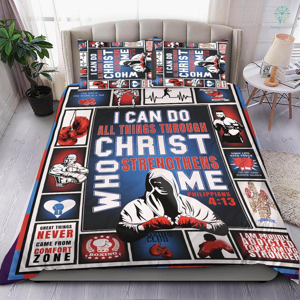 Boxing I Can Do All Things Through Christ Who Strengthens Me Fleece Bedding Set 6