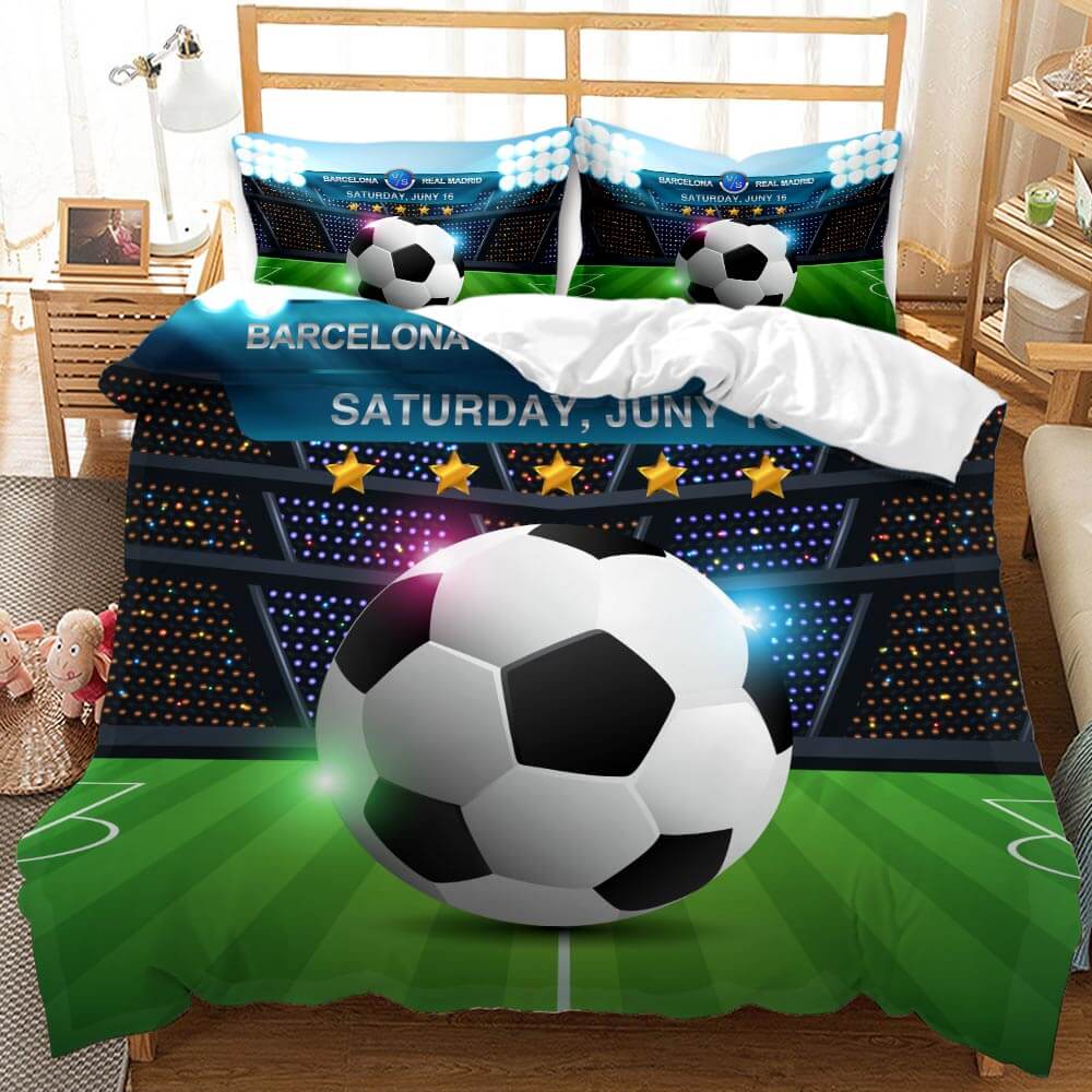 BoysFootballBeddingSetSoccerBallDuvetCoverQuiltBedLinenSets 4