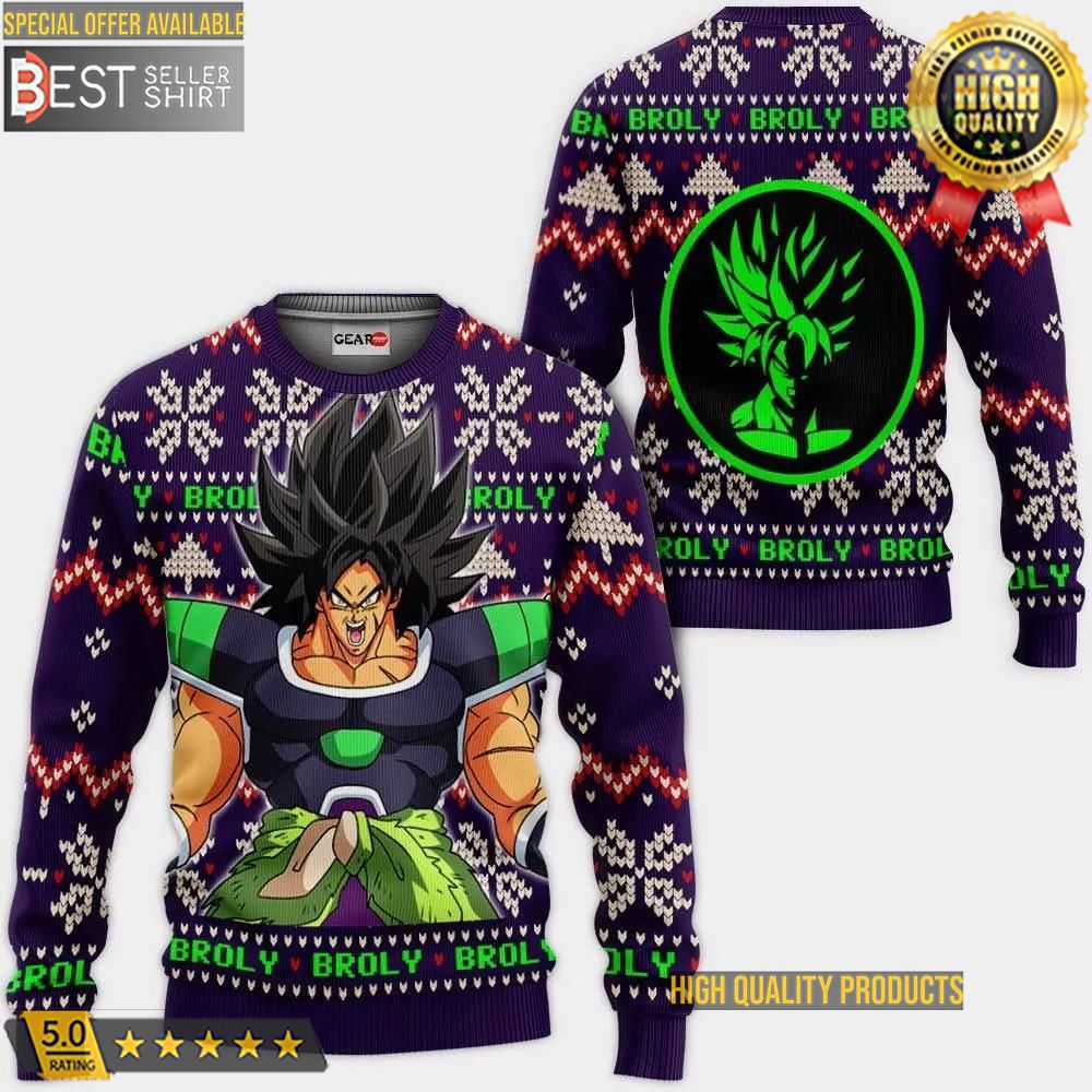 Broly Ugly Christmas Sweater Anime Dragon Ball Xmas Gifts Christmas Gifts Dad Gifts 1