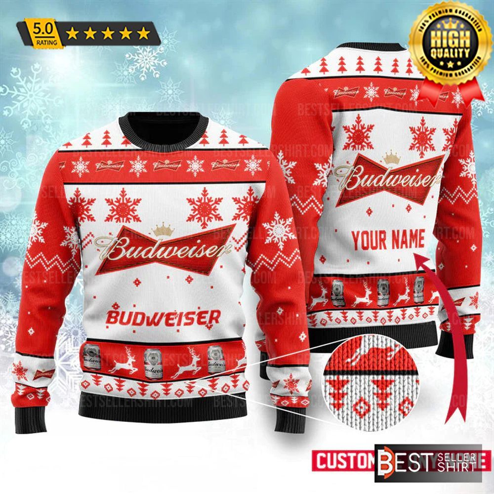 Budweiser Beer Logos Christmas Ugly Sweater Personalized Sweater