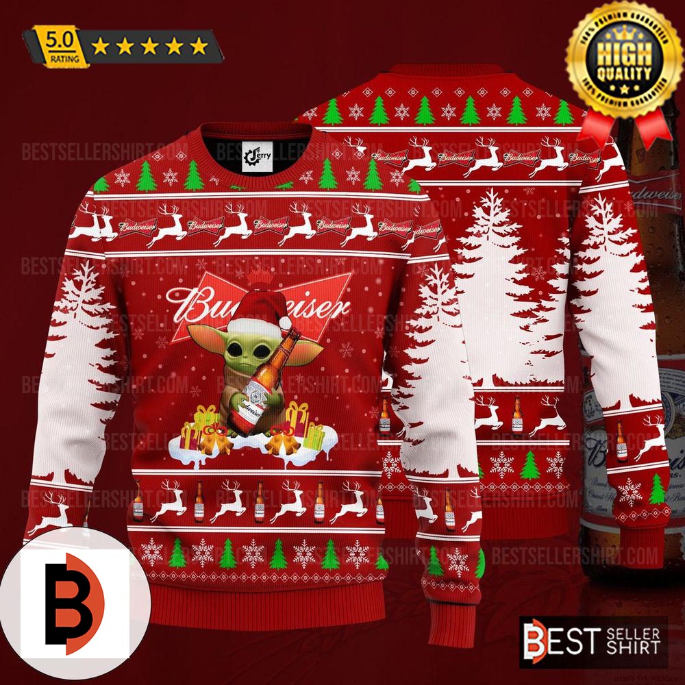 Budweiser Beer Logos Yoda Ugly Sweater