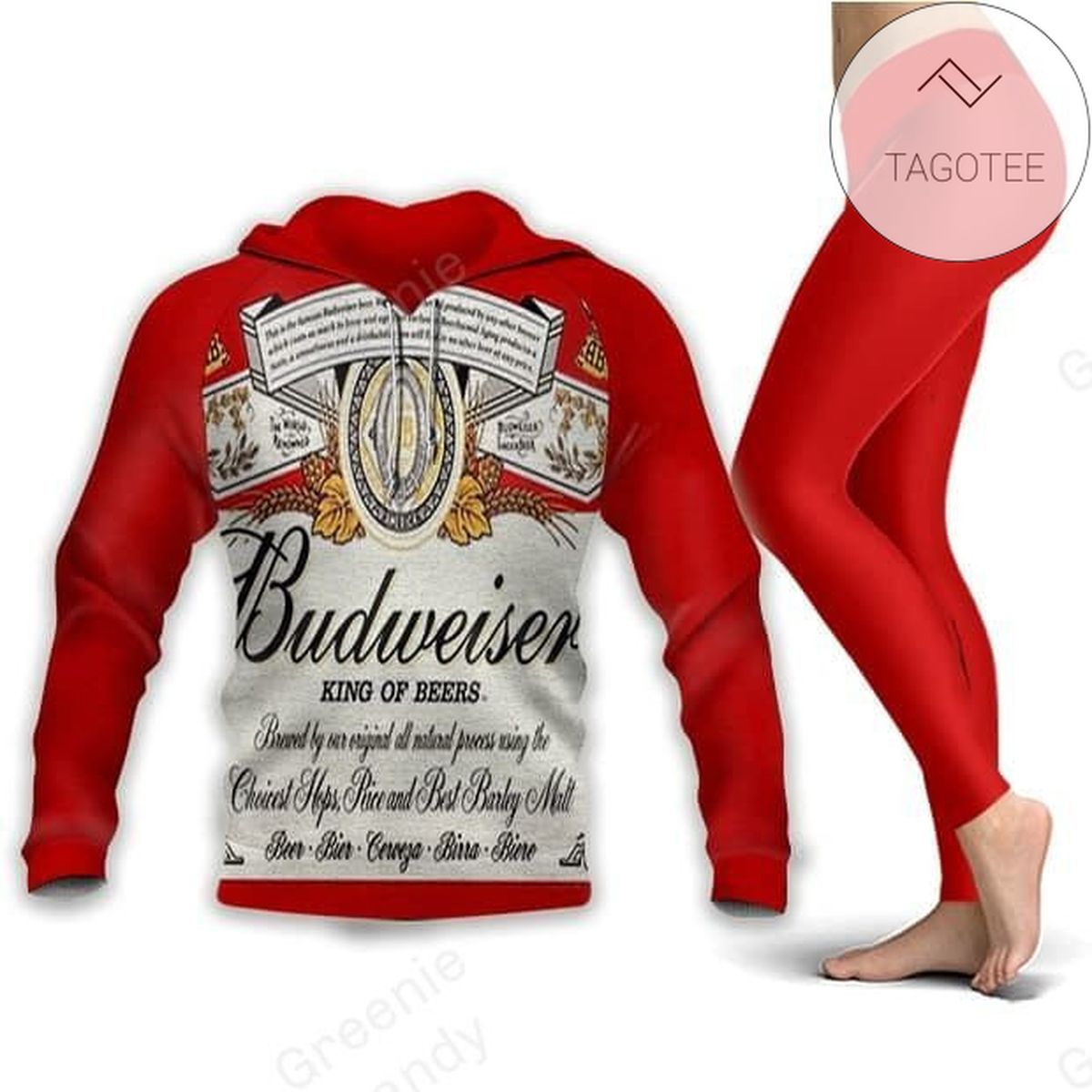 Budweiser King Of Beers All Over Print 3D Hoodie And Leggings Red