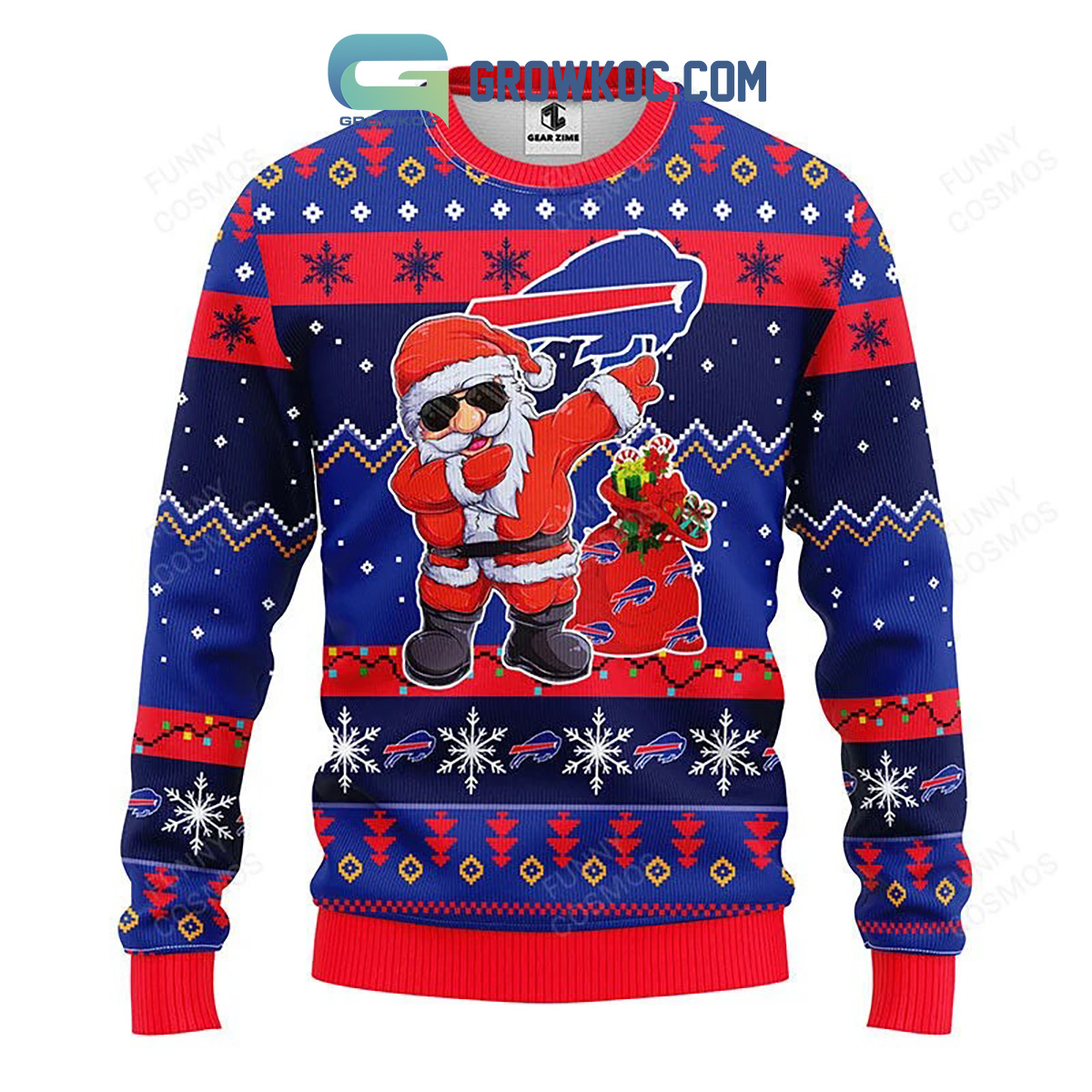 Buffalo Bills Dabbing Santa Claus Christmas Ugly Sweater2B1 siz9E