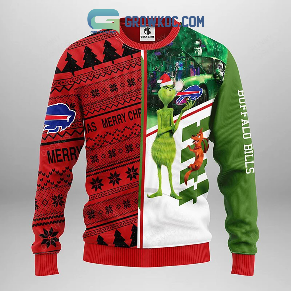 Buffalo Bills Grinch 26 Scooby Doo Christmas Ugly Sweater2B1 qPnQL