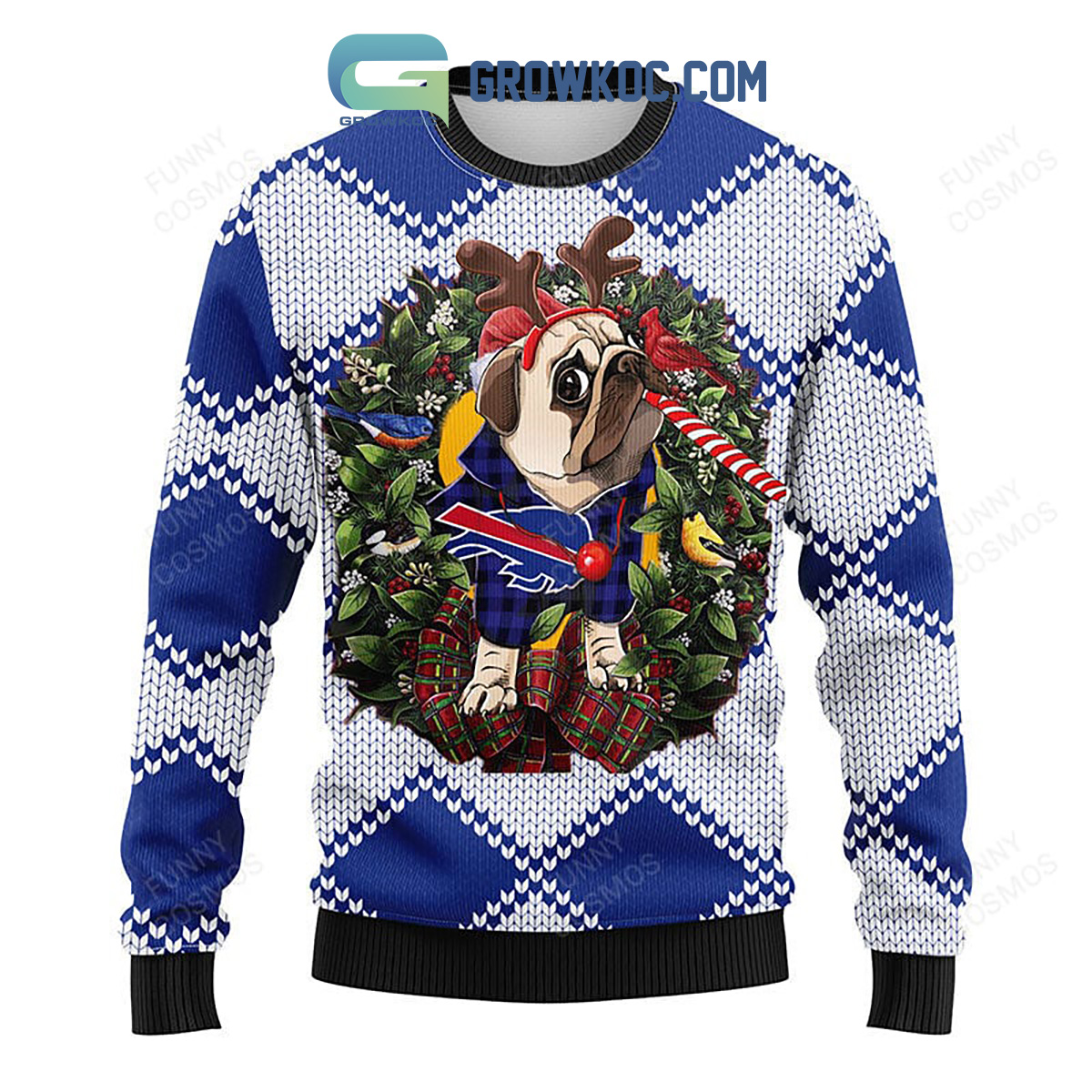 Buffalo Bills Pub Dog Christmas Ugly Sweater2B1 t0pw4