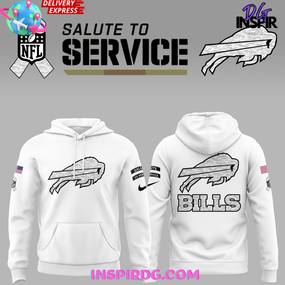 Buffalo Bills Salute To Service 2024 White Hoodie 1