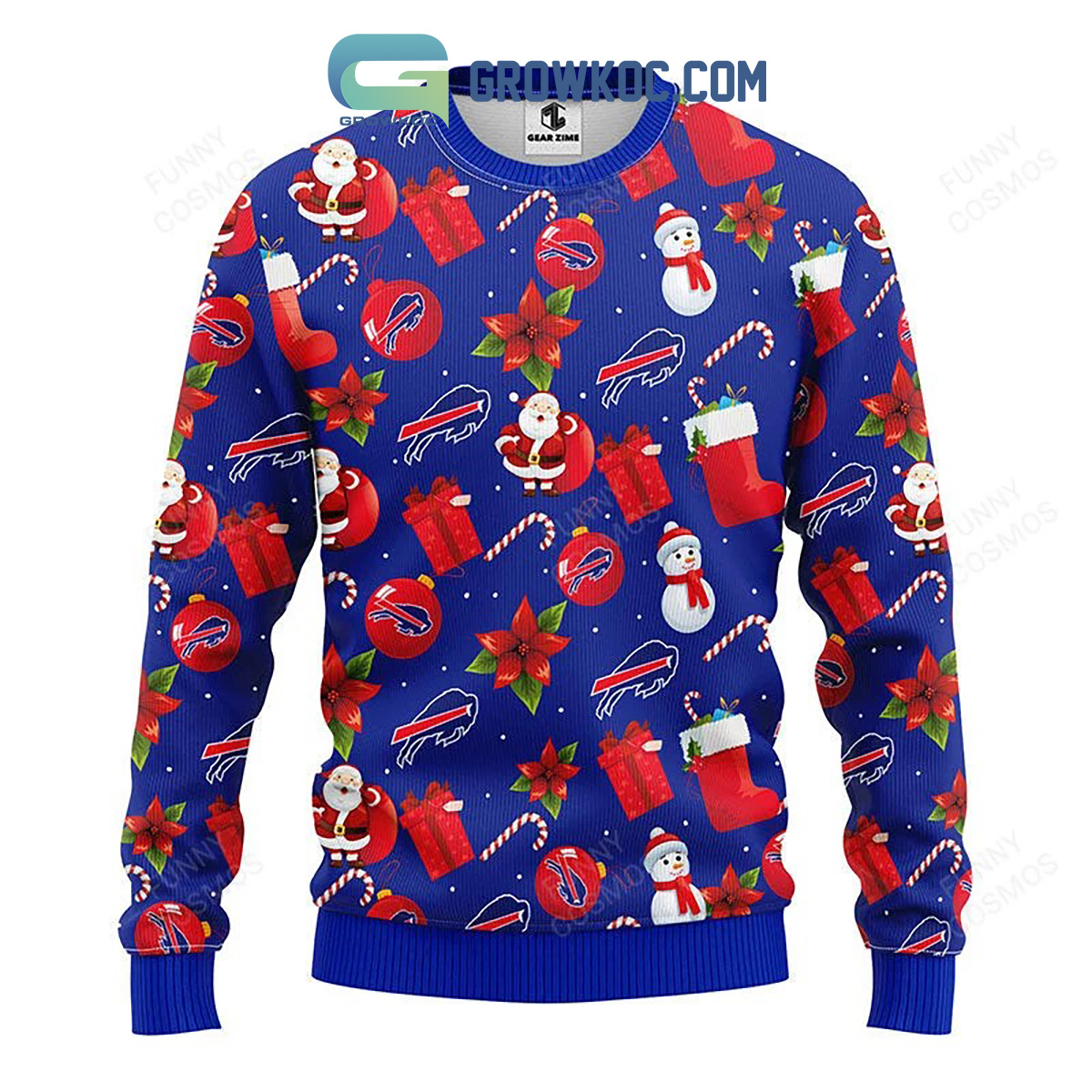 Buffalo Bills Santa Claus Snowman Christmas Ugly Sweater2B1 iADHs