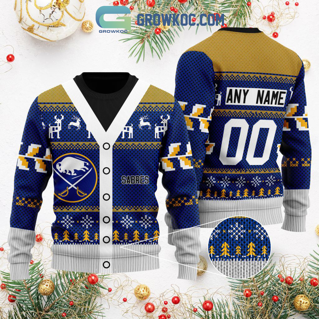 Buffalo Sabres Supporter Custom Name Number Christmas Holiday Ugly Sweater2B0 2vibJ