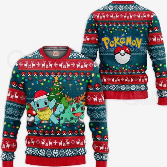 Bulbasaur And Squirtle Christmas 3D Sweater