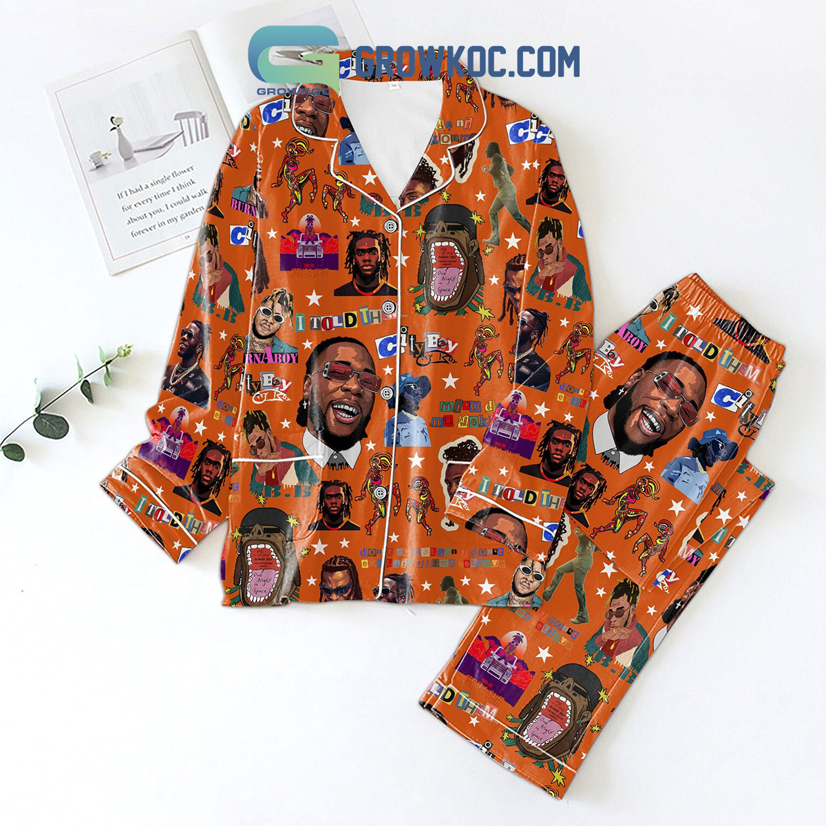 Burna Boy Told Him Polyester Pajamas Set Orange Version2B1 28DQZ