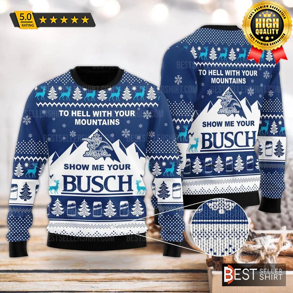 Busch Beer Logos Show Me Your Busch Christmas Ugly Sweater 1