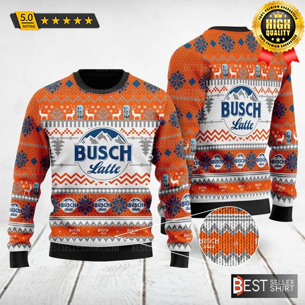 Busch Latte Beer Logos Christmas Ugly Sweater 1