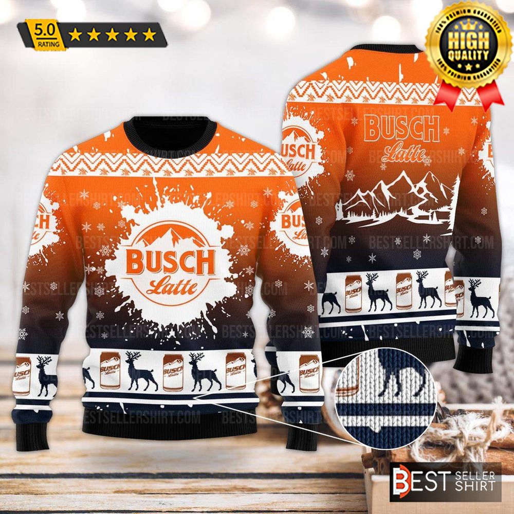 Busch Latte Beer Logos Deer Beer Lover Gifts Christmas Ugly Sweater 1